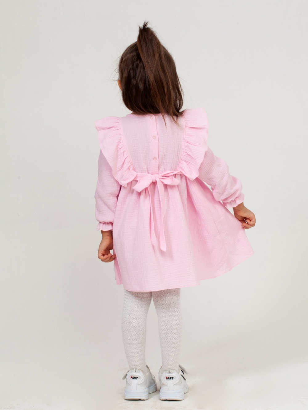 321-Р. Платье из муслина детское, хлопок 100% розовый, р. 98,104,110,116